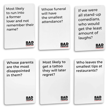 Bad People - Find out what your friends really think of you - Party Card Game - 17+ Only
