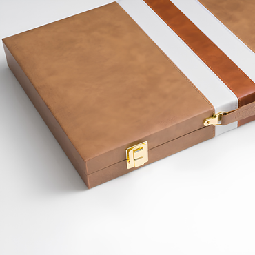 Leather Backgammon Set – Brown & White Edition