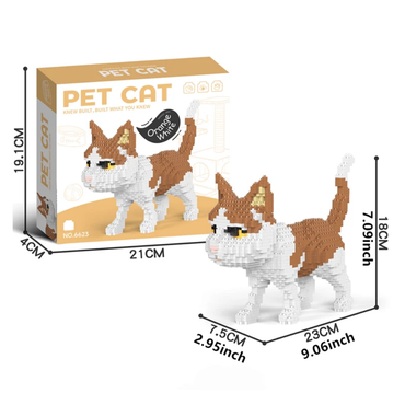 Pet Cat Orange White Building Blocks – 899 Pieces