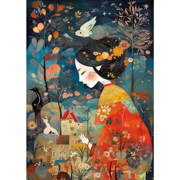 Woman in a Red Kimono (500 Pieces)