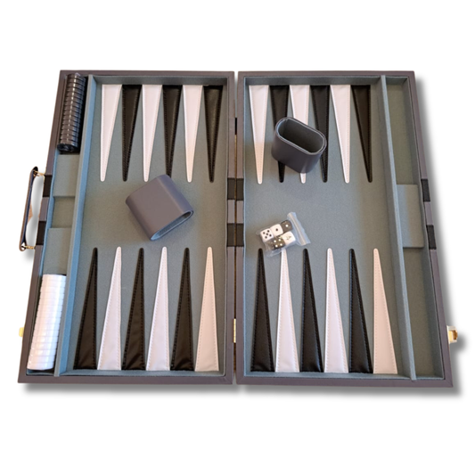 Leather Backgammon – Black & White Edition