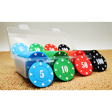 100-Piece Value-Marked Plastic Poker Chips Set with Storage Rack