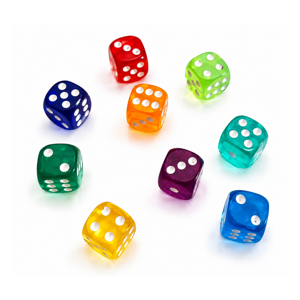 15mm Transparent Dice – Assorted Colors