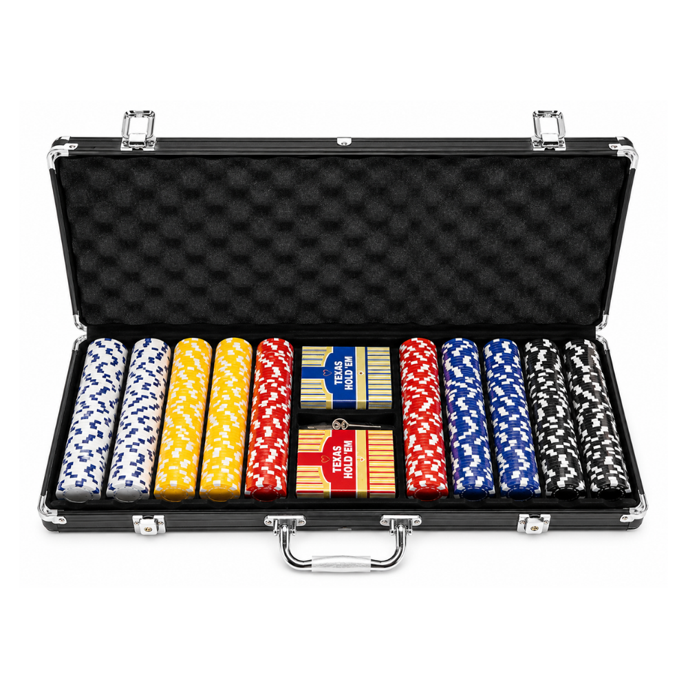 500-Piece ABS Poker Chip Set with Black Aluminum Case