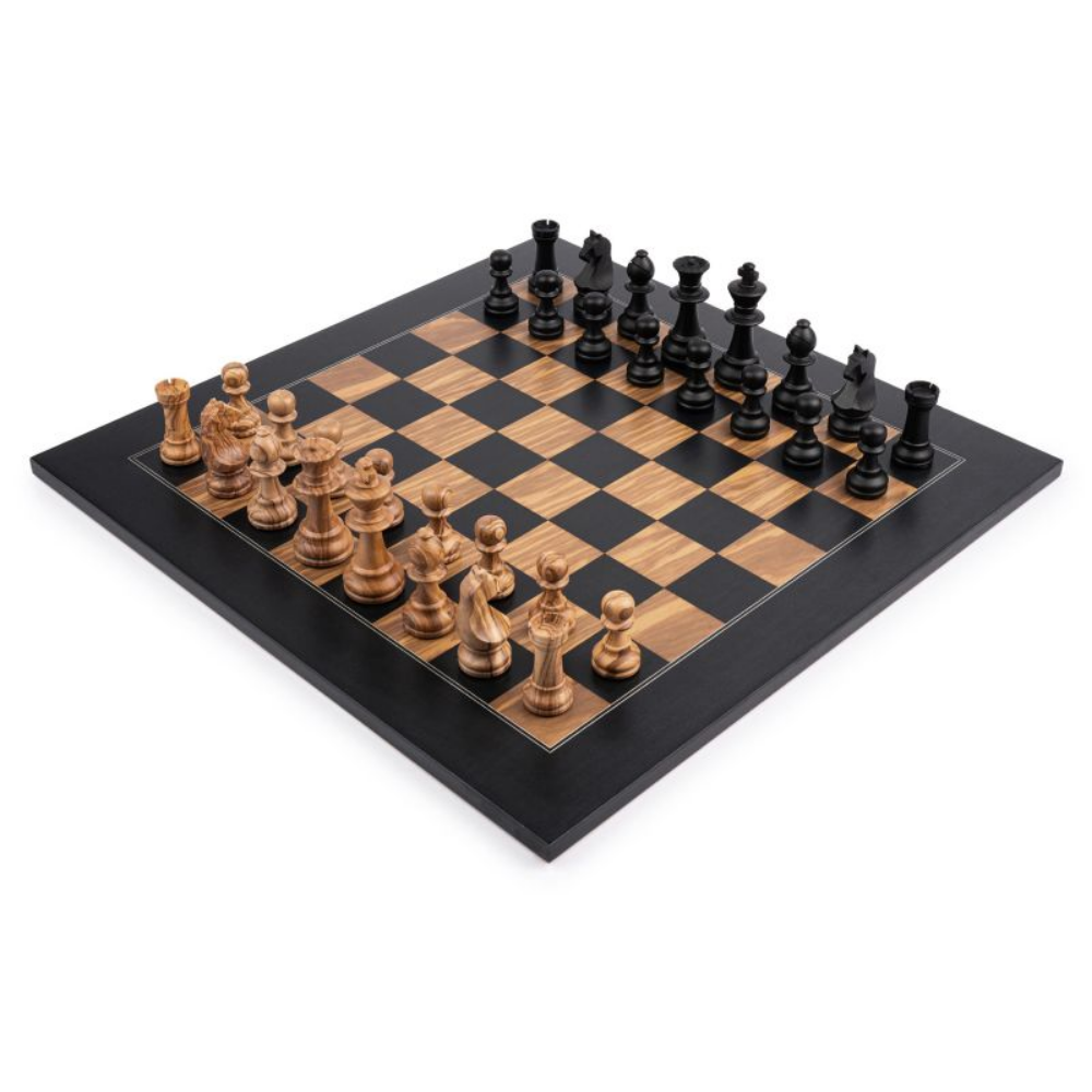 Chess Set Black Olive Deluxe – 50 mm Field