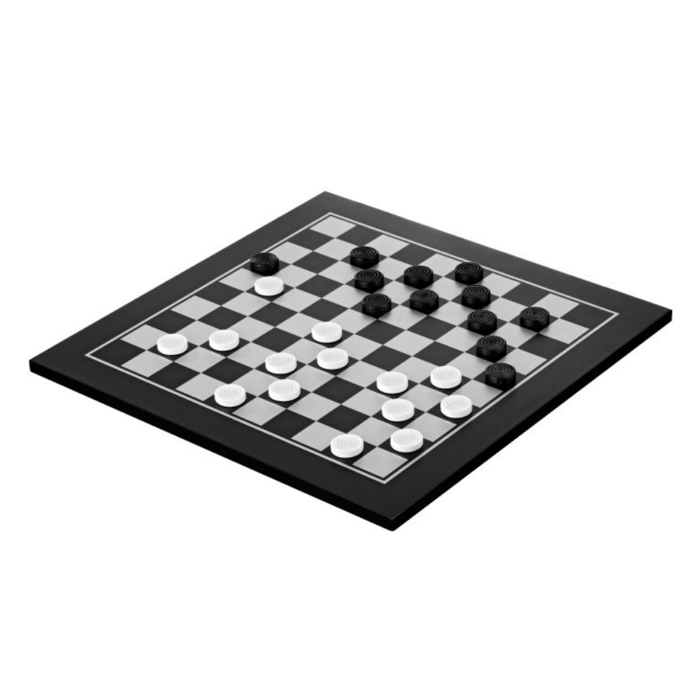 Chess & Checkers Set – Black & White 40 mm Field
