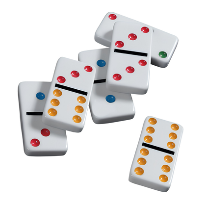 Double Six Color Dot Dominoes Set Red Tin Box