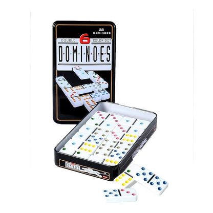 Double 6 Color Dot Dominoes Set - 28 Tiles
