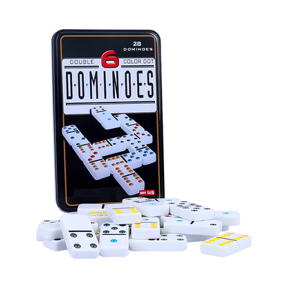 Double 6 Color Dot Dominoes Set - 28 Tiles