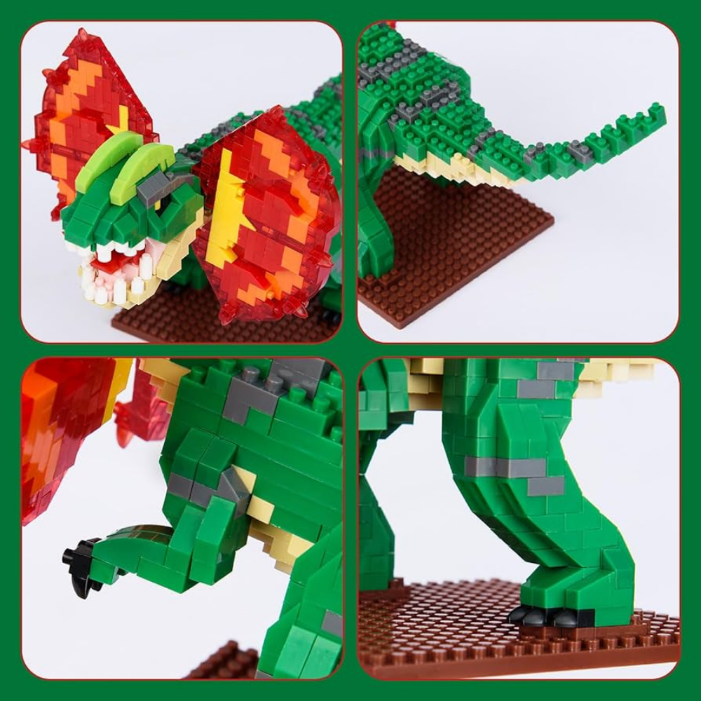 Jurassic Dino Dilophosaurus Building Blocks – 863 Pieces
