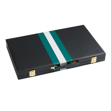 Leather Backgammon Set Green- 38 × 24 × 5 cm