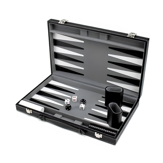 Leatherette Backgammon Set - Beige & Olive - 38 × 24 × 5 cm