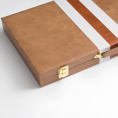 Leather Backgammon – Brown & White