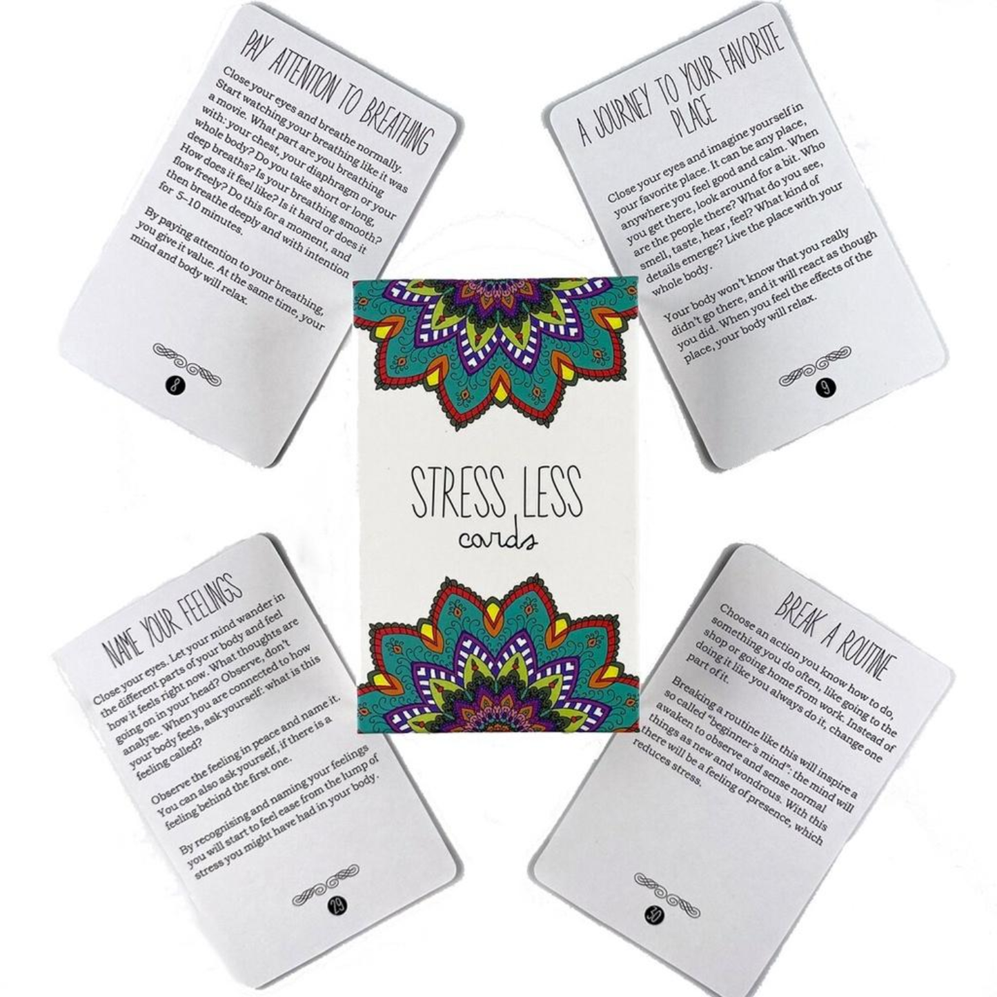 Stress Less Cards - Stress Less Cards – A Daily Deck for Calm & Mindfulness - 50+ guided prompts for relaxation