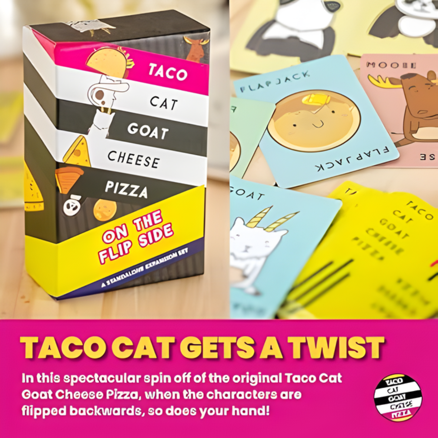 Taco Cat Goat Cheese Pizza: On The Flip Side - Slap game, speed & reflexes Card Game - 8+