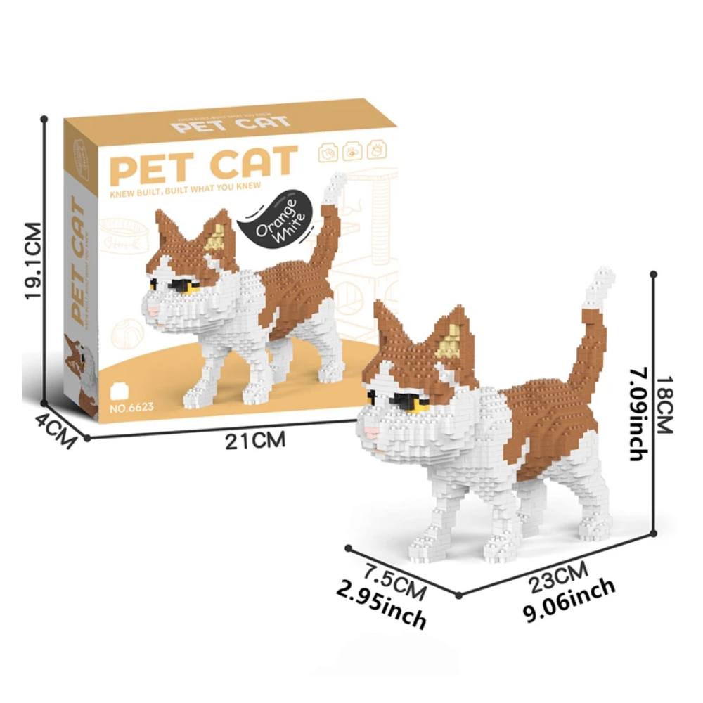 Pet Cat Orange White Building Blocks – 899 Pieces