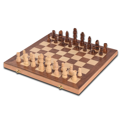 Portable Wooden Foldable Magnetic Chess Set – Size: 38cmx38cm - Built-in piece storage