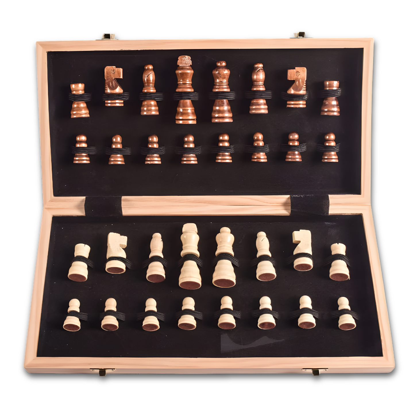 Portable Wooden Foldable Magnetic Chess Set – Size: 38cmx38cm - Built-in piece storage