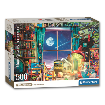 Clementoni Puzzles - Retro Space Room – 500 Pieces
