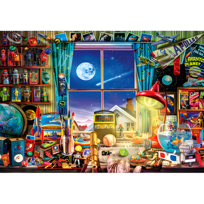 Clementoni Puzzles - Retro Space Room – 500 Pieces