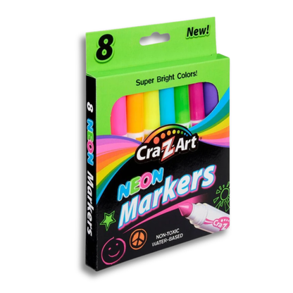 8 Neon Markers – Super Bright Colors