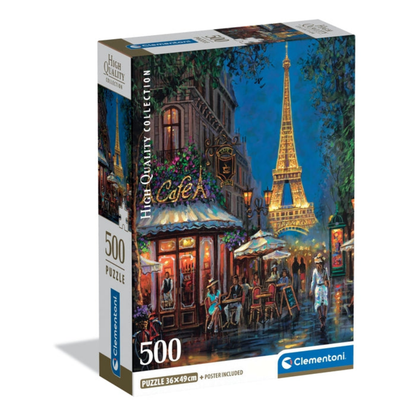 Clementoni Puzzles - Paris Café by Night – 500 Pieces