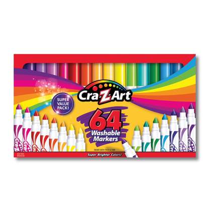 64 Washable Markers (Super Value Pack)