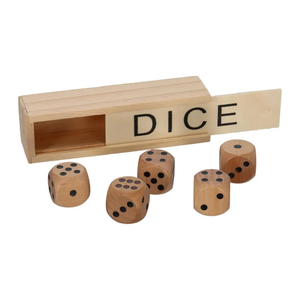 Wooden Dice Set (5 Pieces – 15mm)
